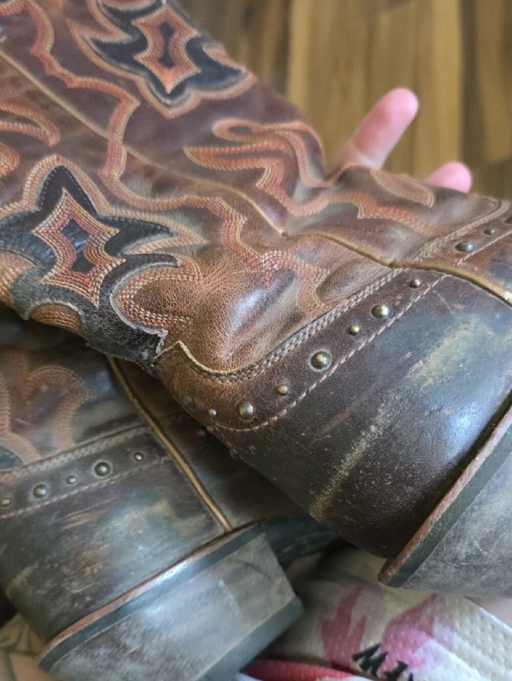 Ariat Brown and Black Leopard-Print Boot Lining - Picture 5 of 6
